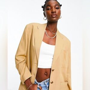 Top Shop 3/4 Length Khaki Blazer Casual Chic
